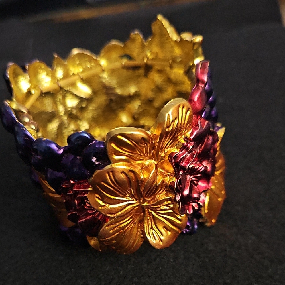 Sassy Jones Gold and Purple Floral Bracelet